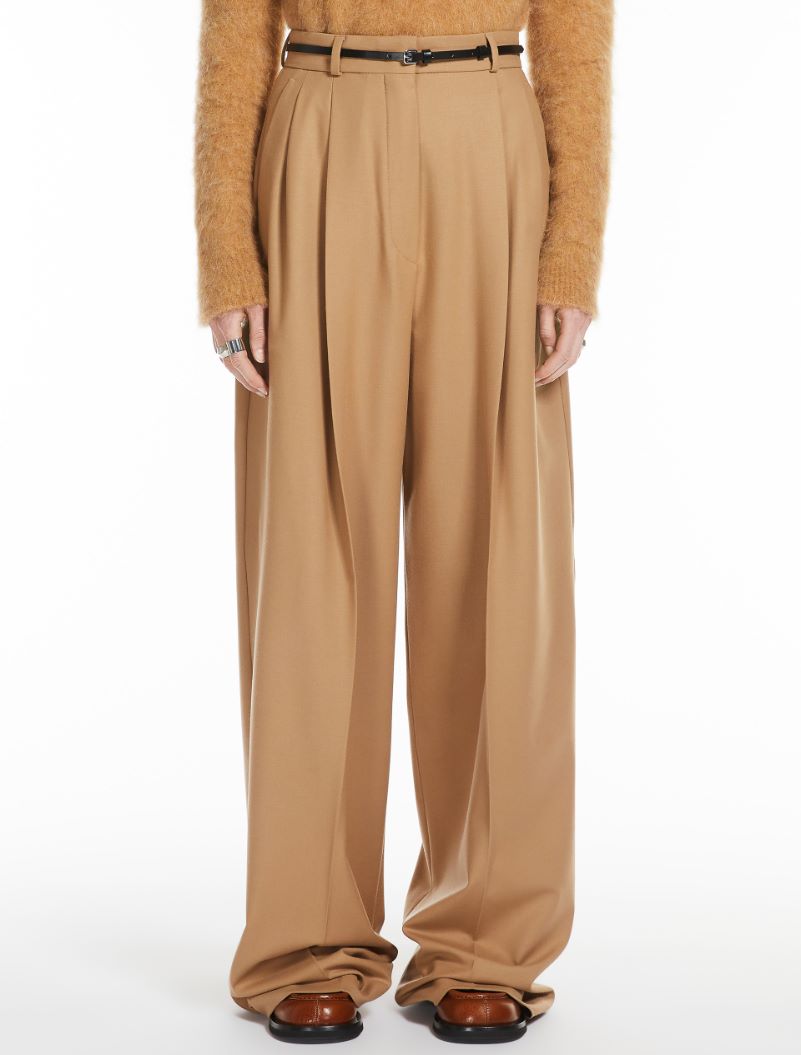 Oversized stretch wool trousers - BISCUIT - Sportmax