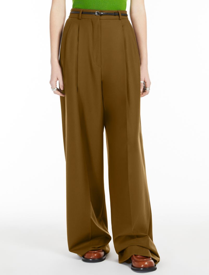 Oversized stretch wool trousers - BROWN - Sportmax