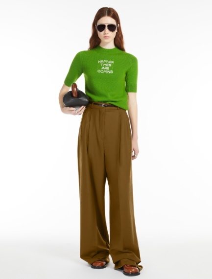 Pantalone oversize in lana stretch - MARRONE - Sportmax