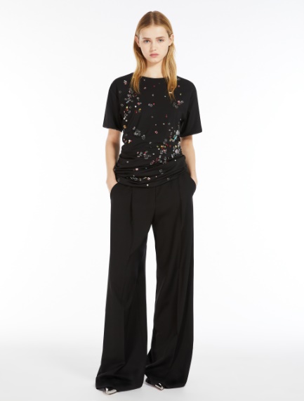 Oversized stretch wool trousers - BLACK - Sportmax