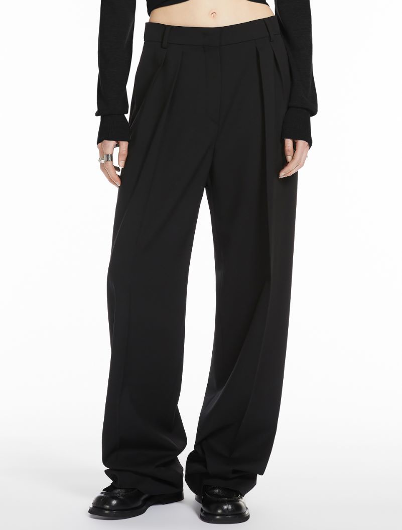 Wide-fit stretch wool trousers - BLACK - Sportmax