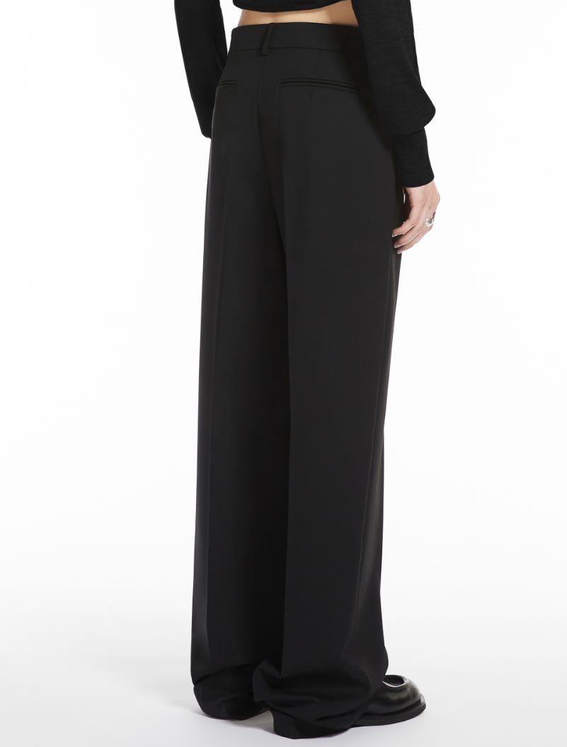 Wide-fit stretch wool trousers - BLACK - Sportmax