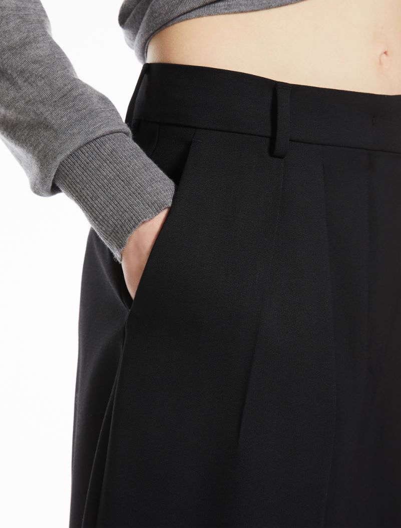 Wide-fit stretch wool trousers - BLACK - Sportmax