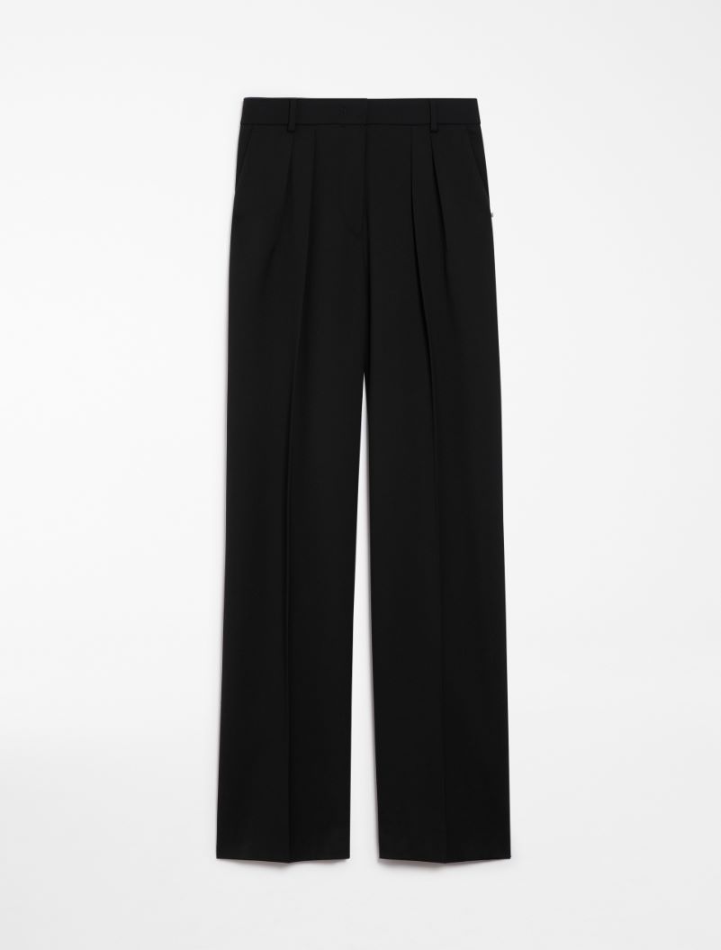 Wide-fit stretch wool trousers - BLACK - Sportmax