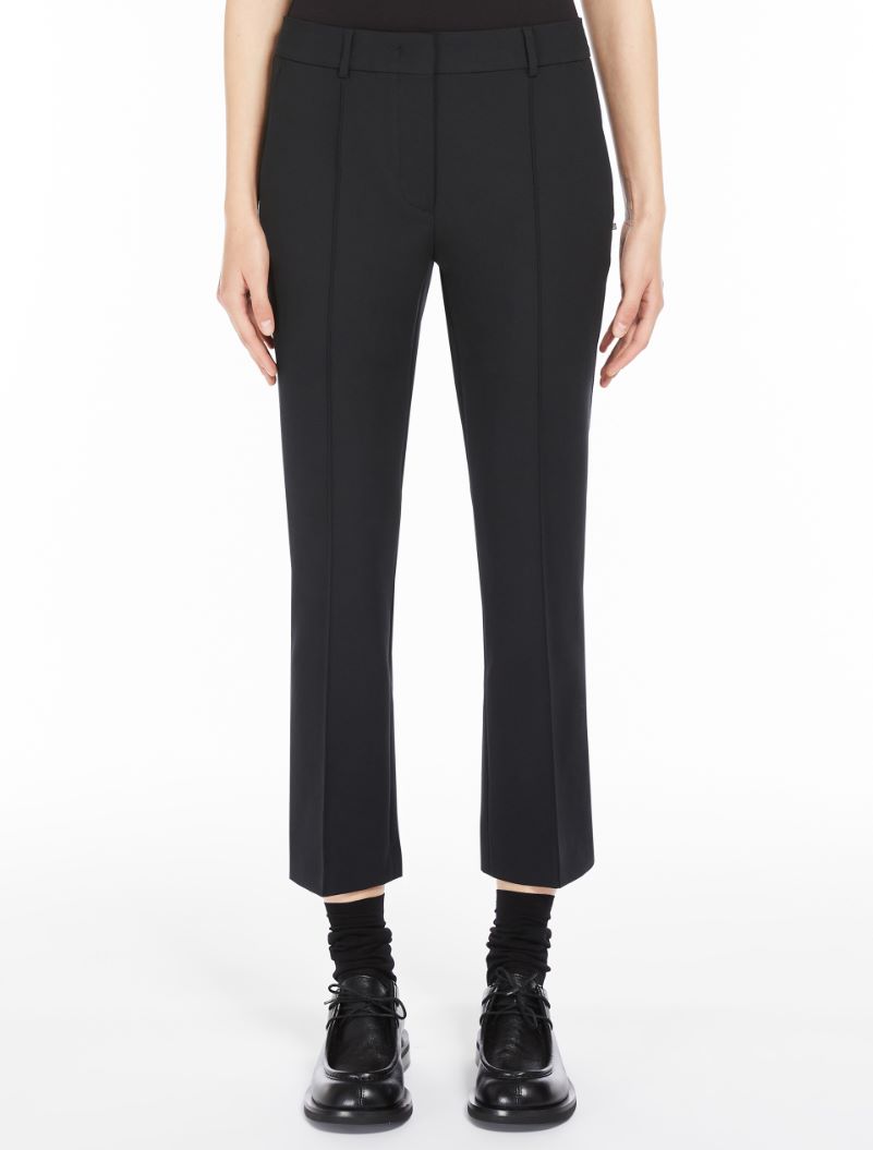 Flared stretch cotton trousers - BLACK - Sportmax