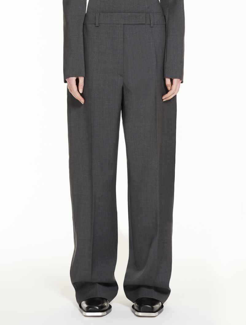 Oversized stretch wool trousers - DARK GREY - Sportmax