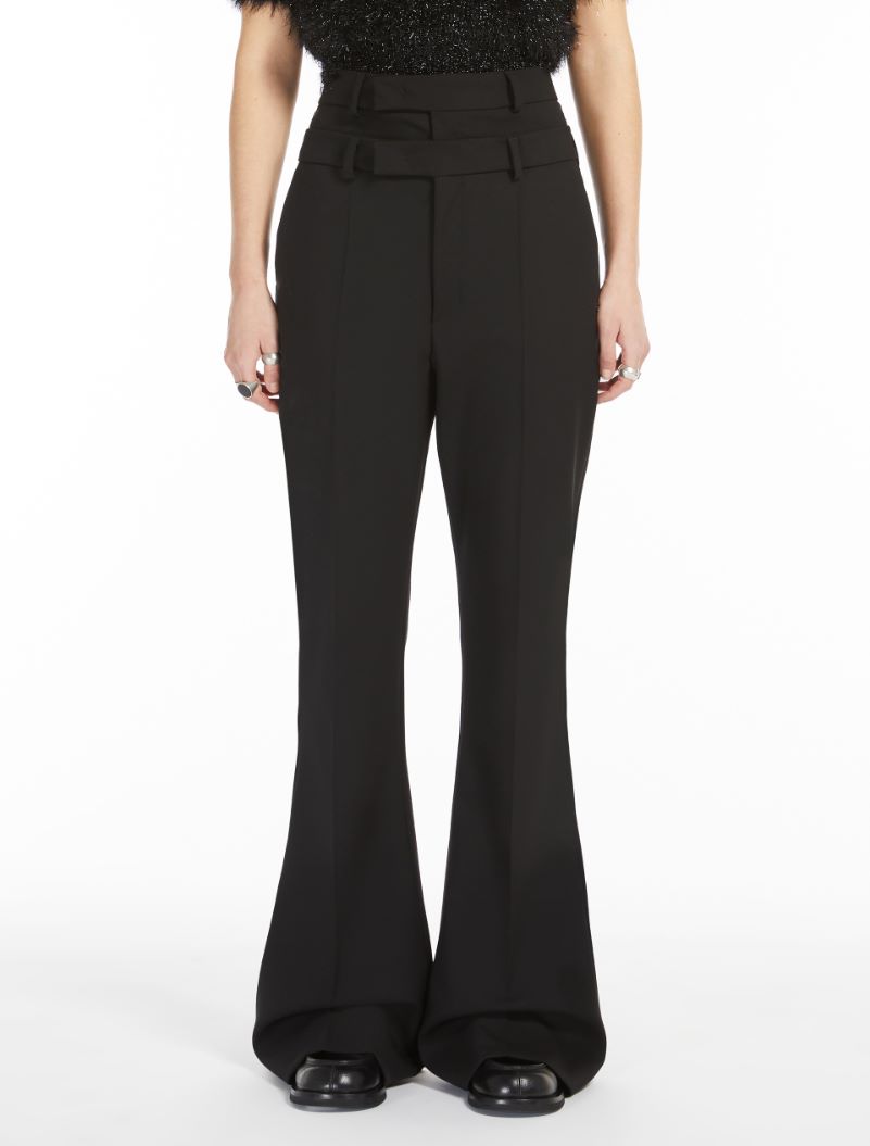 Flared trousers with a branded double belt - BLACK - Sportmax