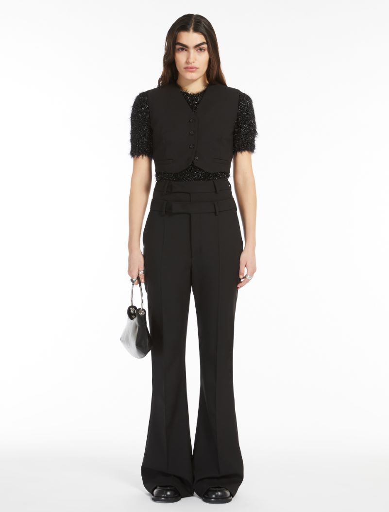 Flared trousers with a branded double belt - BLACK - Sportmax