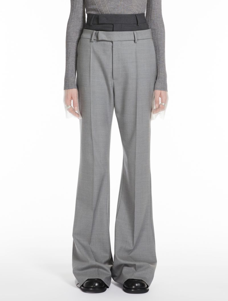 Flared trousers with a branded double belt - LIGHT GREY - Sportmax