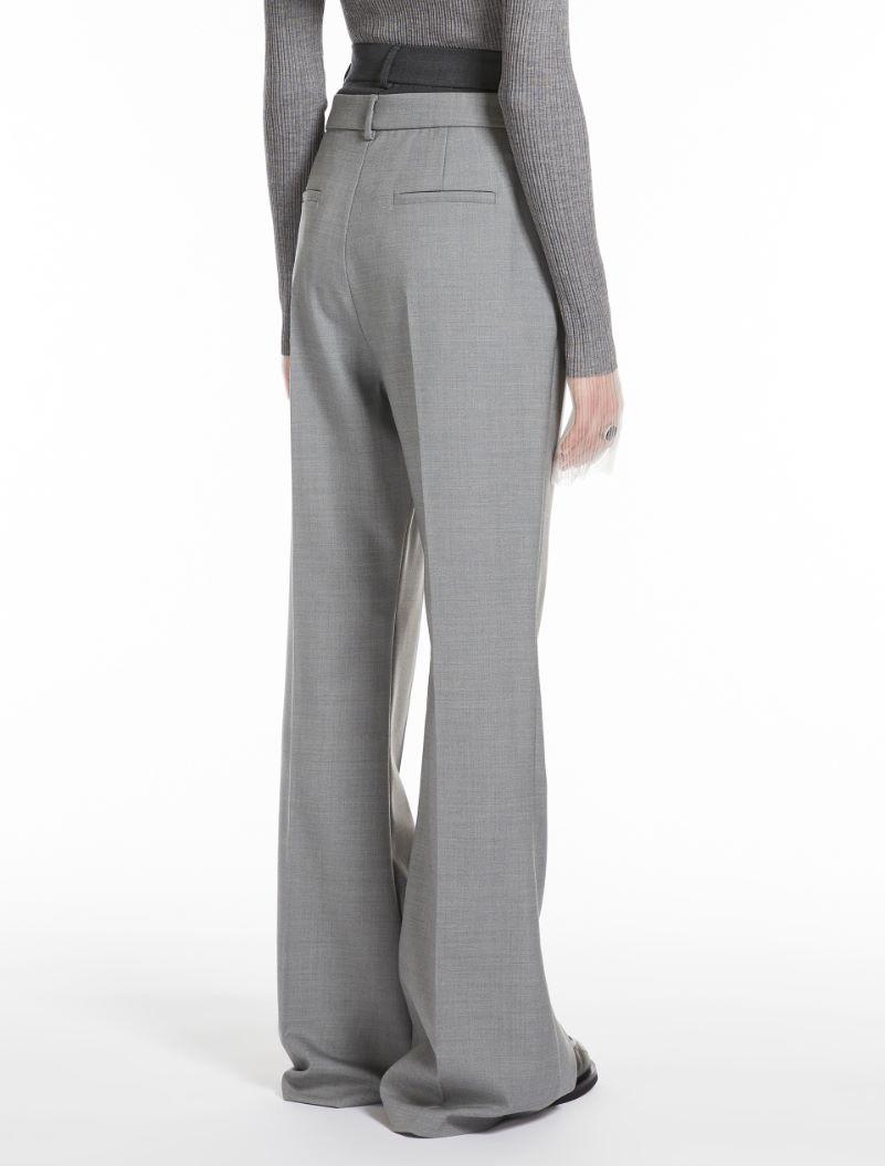 Flared trousers with a branded double belt - LIGHT GREY - Sportmax