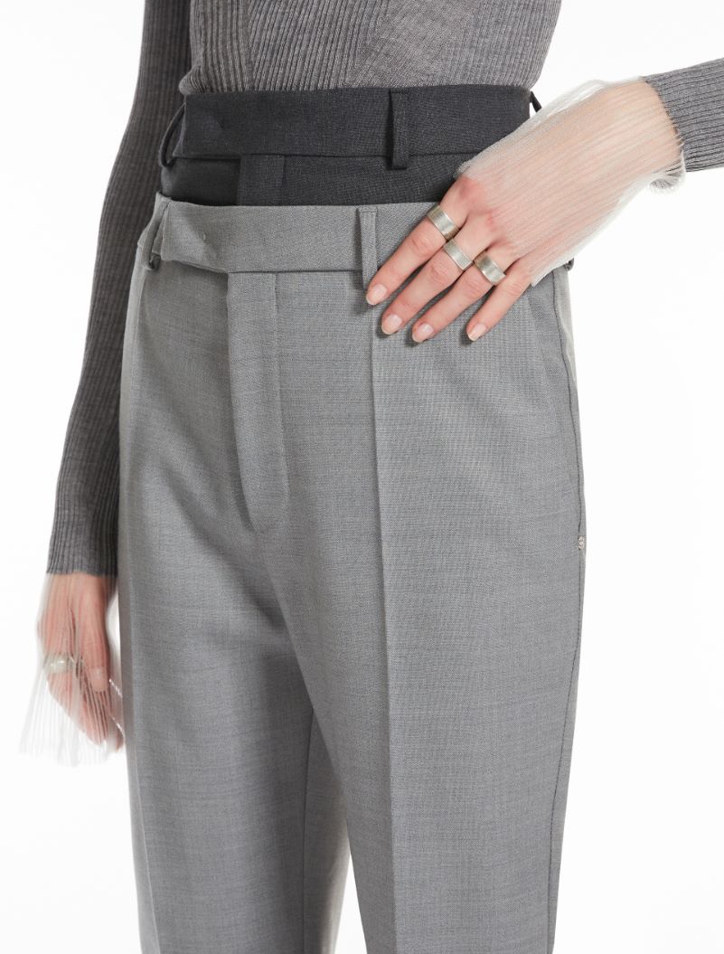 Flared trousers with a branded double belt - LIGHT GREY - Sportmax