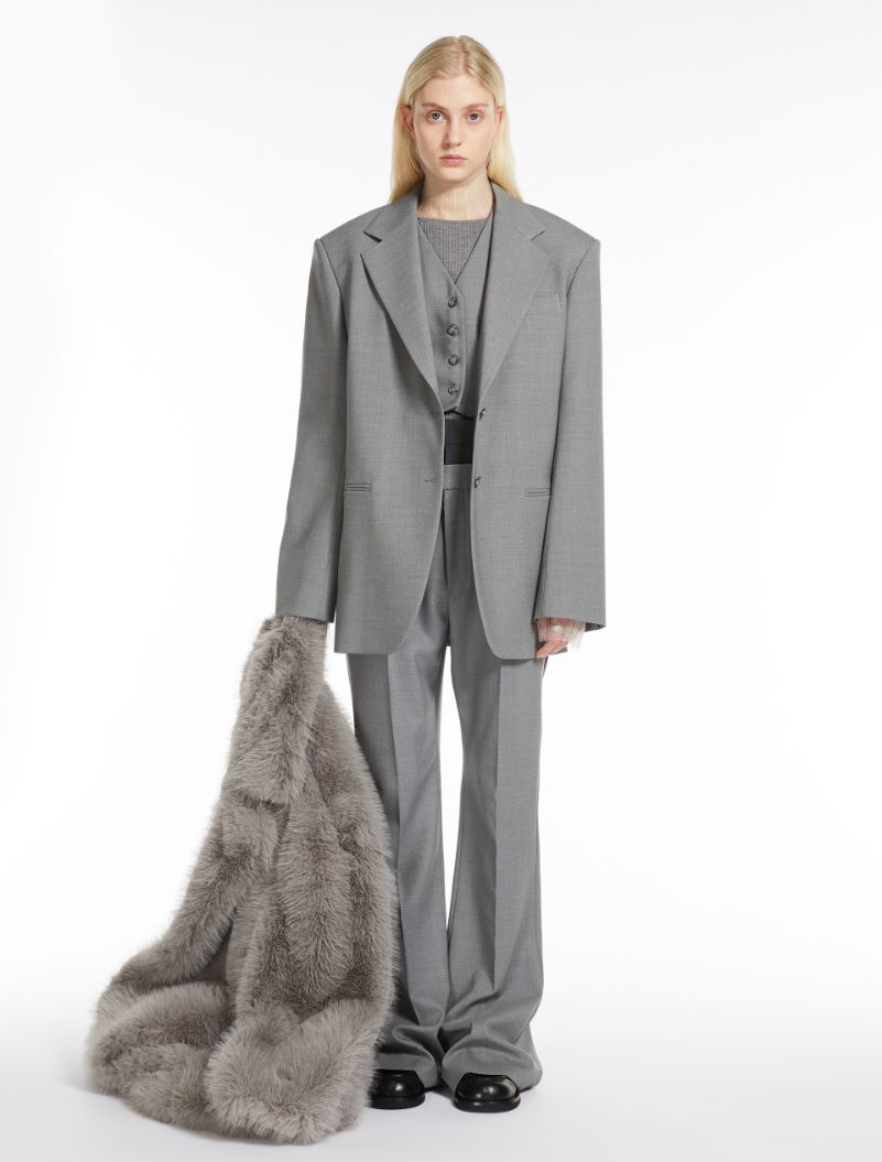 Flared trousers with a branded double belt - LIGHT GREY - Sportmax