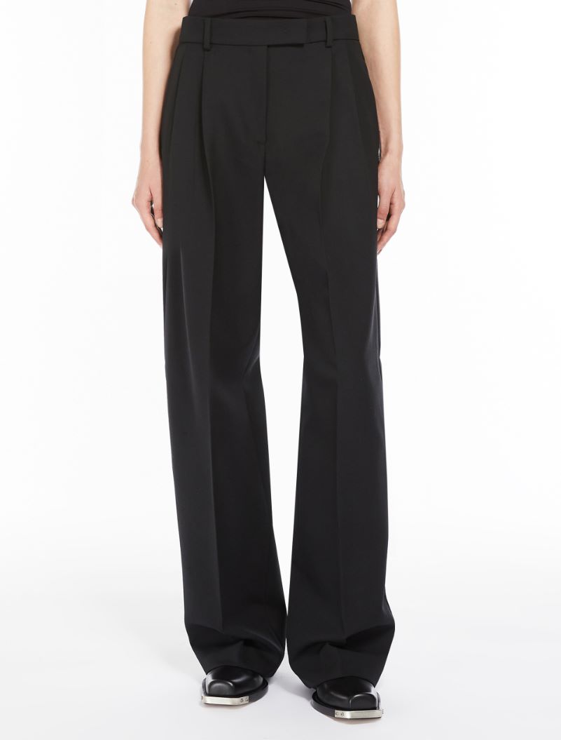 Wide-leg wool-blend trousers - BLACK - Sportmax