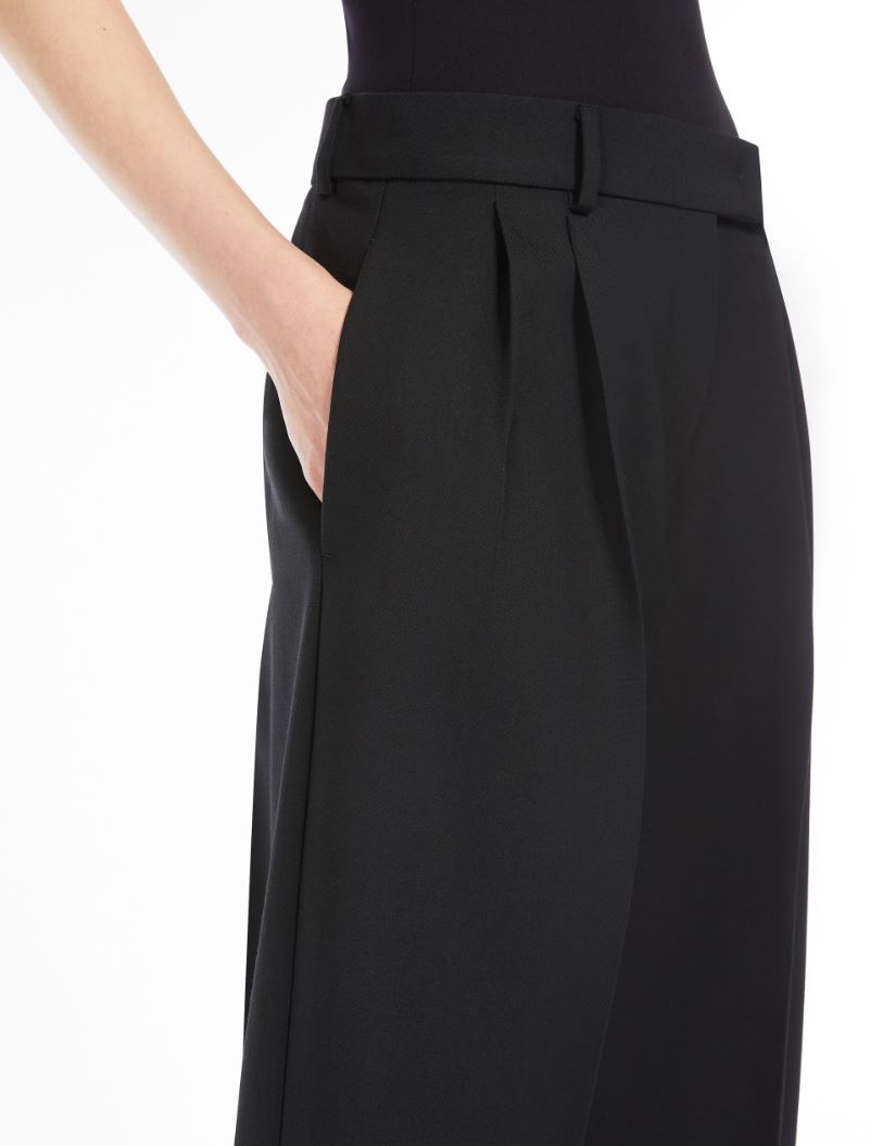 Wide-leg wool-blend trousers - BLACK - Sportmax