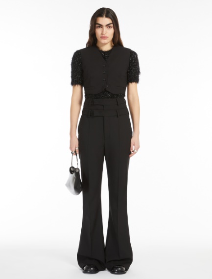 Gilet crop in lana stretch - NERO - Sportmax