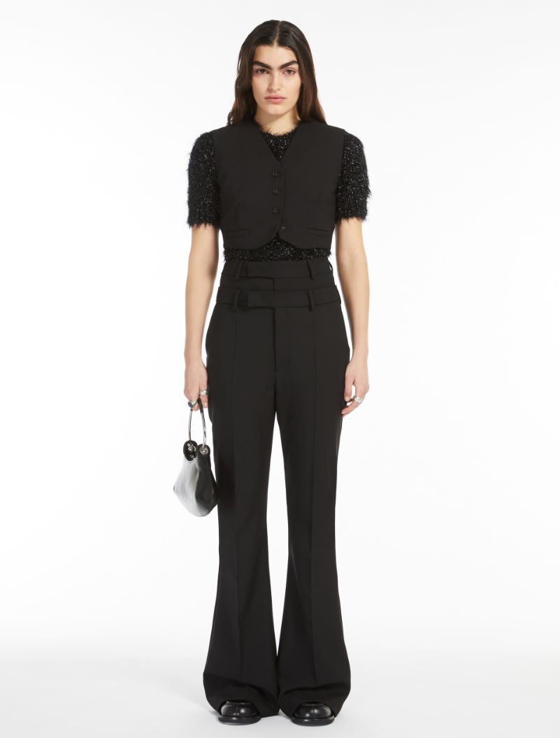 Cropped stretch wool waistcoat - BLACK - Sportmax