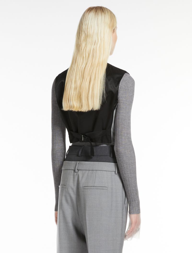 Cropped stretch wool waistcoat - LIGHT GREY - Sportmax