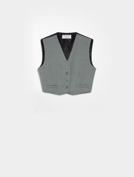 Cropped stretch wool waistcoat - LIGHT GREY - Sportmax