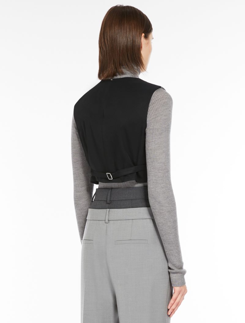 Cropped wool waistcoat with studs - MEDIUM GREY - Sportmax