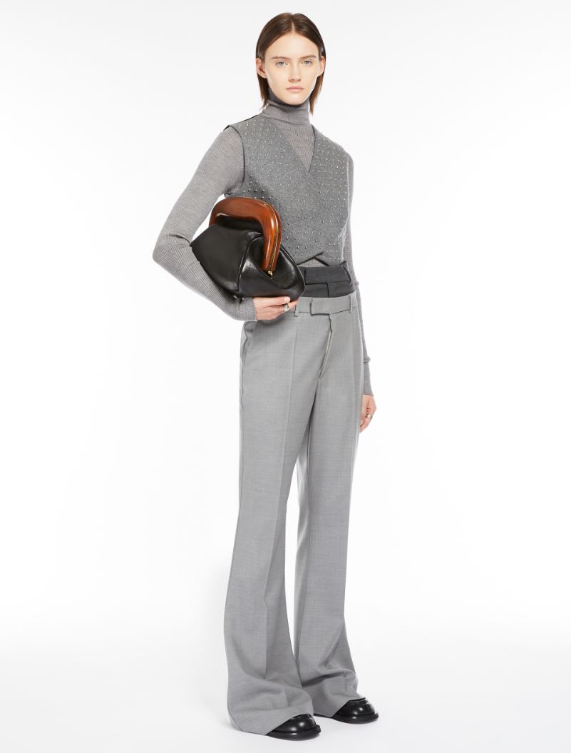 Cropped wool waistcoat with studs - MEDIUM GREY - Sportmax