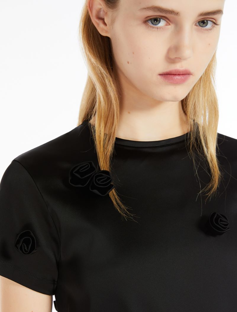 Top aderente con rose ricamate - NERO - Sportmax