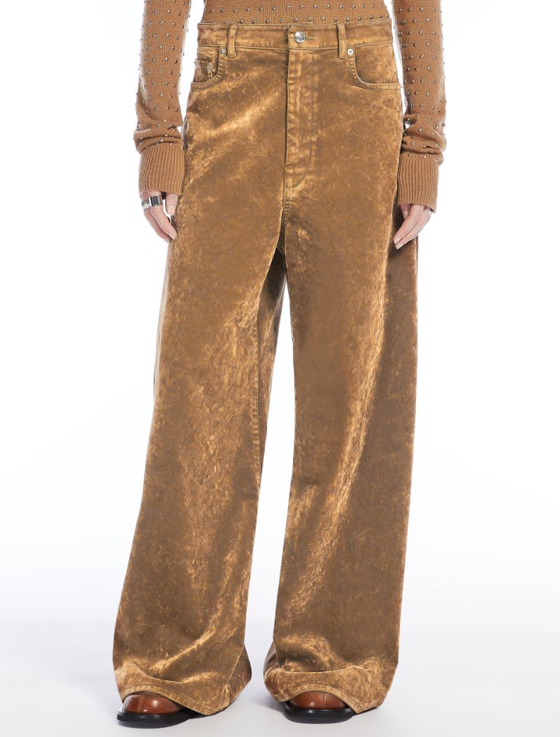 Oversized 5-pocket flocked denim jeans - CAMEL - Sportmax