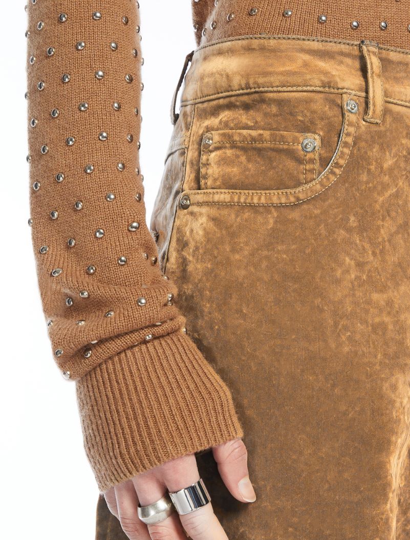 Oversized 5-pocket flocked denim jeans - CAMEL - Sportmax