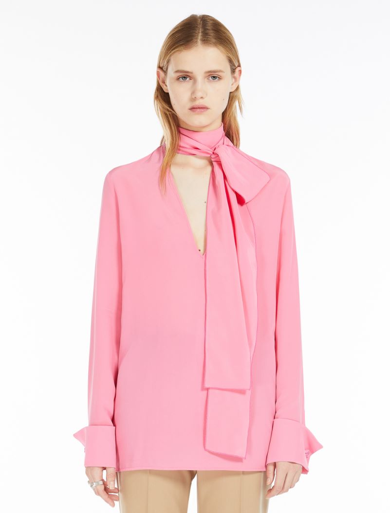 Sash-adorned silk blouse - SHOCKING PINK - Sportmax