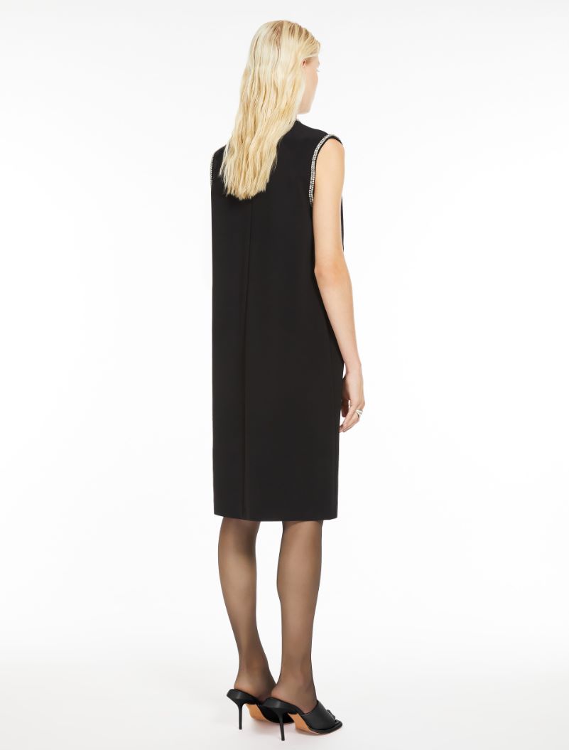 Sleeveless stretch viscose dress - BLACK - Sportmax