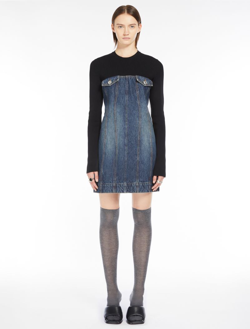 Slim-fit denim and knit fabric dress - MIDNIGHTBLUE - Sportmax