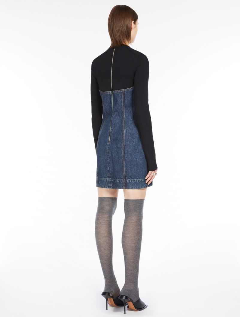 Slim-fit denim and knit fabric dress - MIDNIGHTBLUE - Sportmax