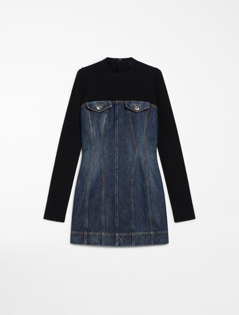 Slim-fit denim and knit fabric dress - MIDNIGHTBLUE - Sportmax