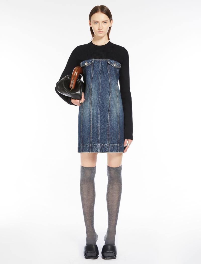 Slim-fit denim and knit fabric dress - MIDNIGHTBLUE - Sportmax