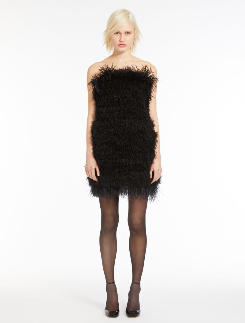 Short dress with embroidered feathers - BLACK - Sportmax