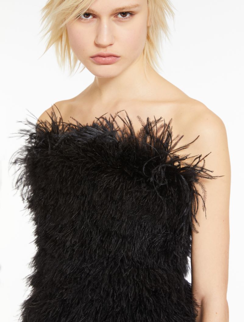 Short dress with embroidered feathers - BLACK - Sportmax