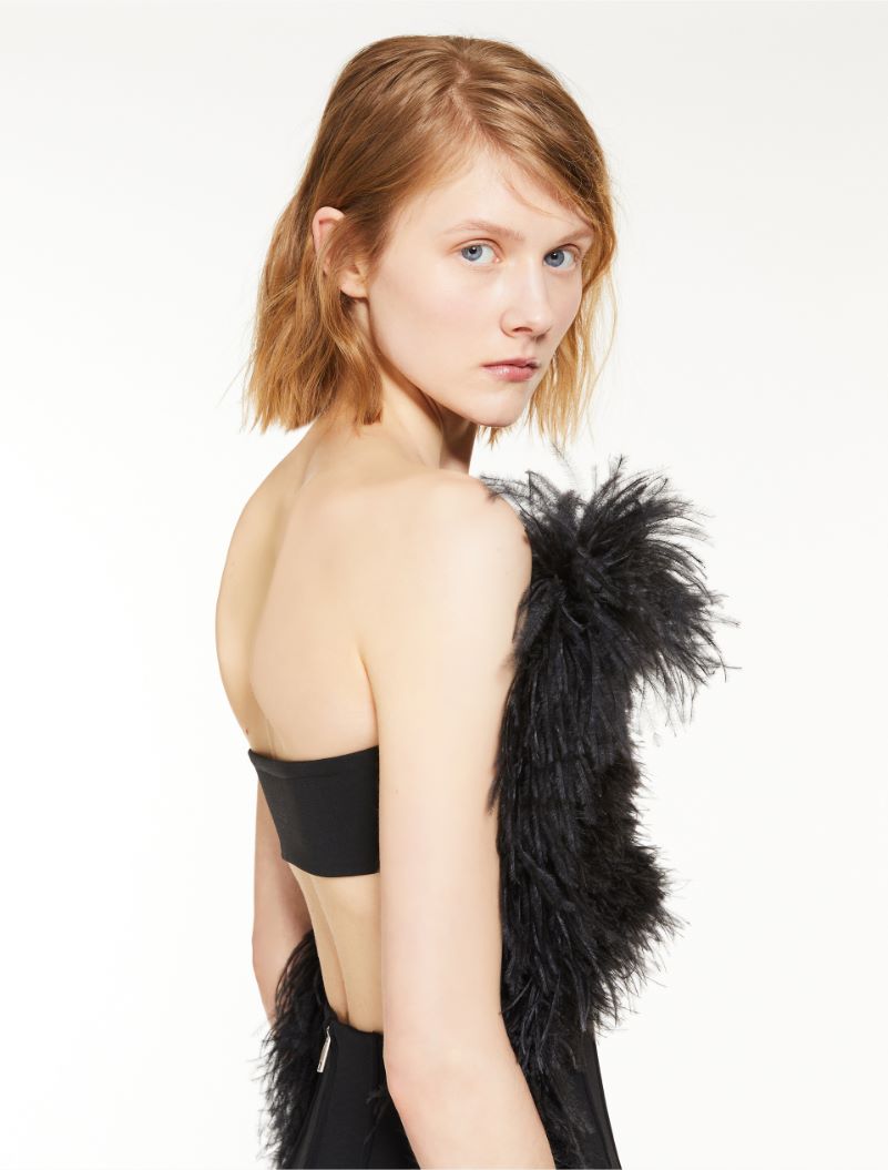 Dress with feathers - BLACK - Sportmax