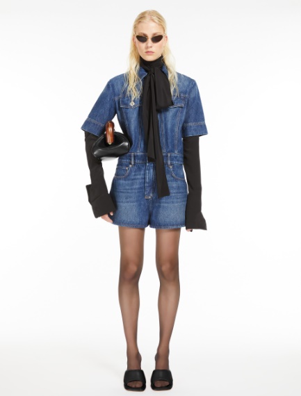 Denim mini playsuit - MIDNIGHTBLUE - Sportmax