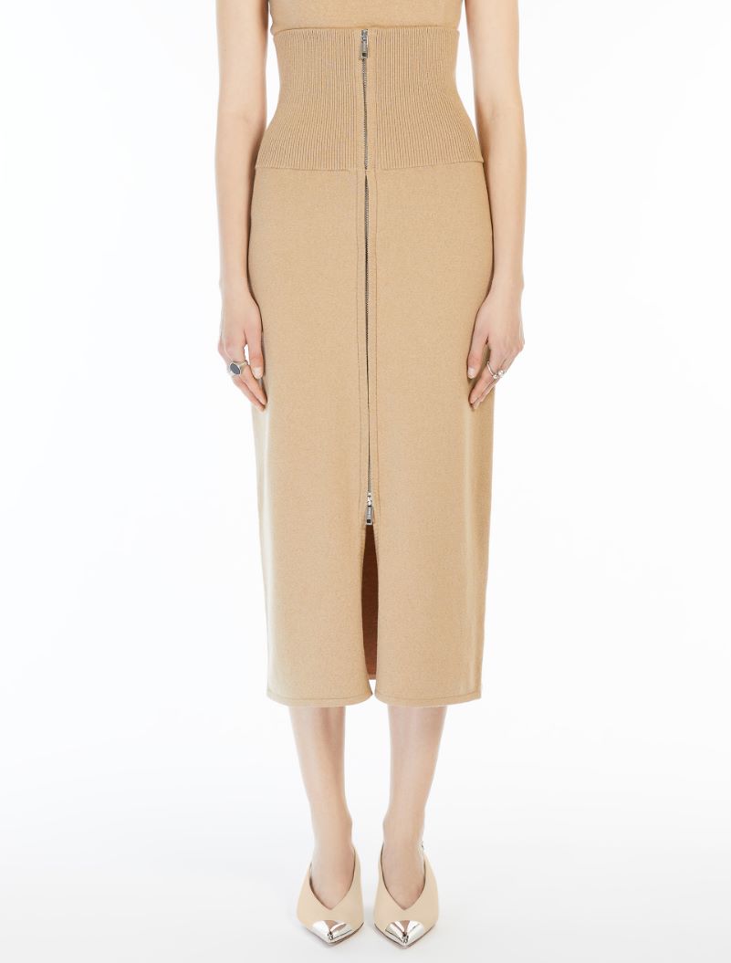 High-waisted knit skirt - CAMEL - Sportmax