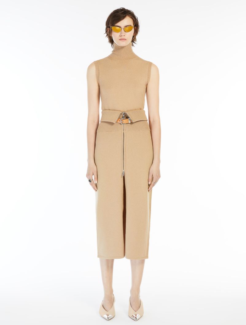 High-waisted knit skirt - CAMEL - Sportmax