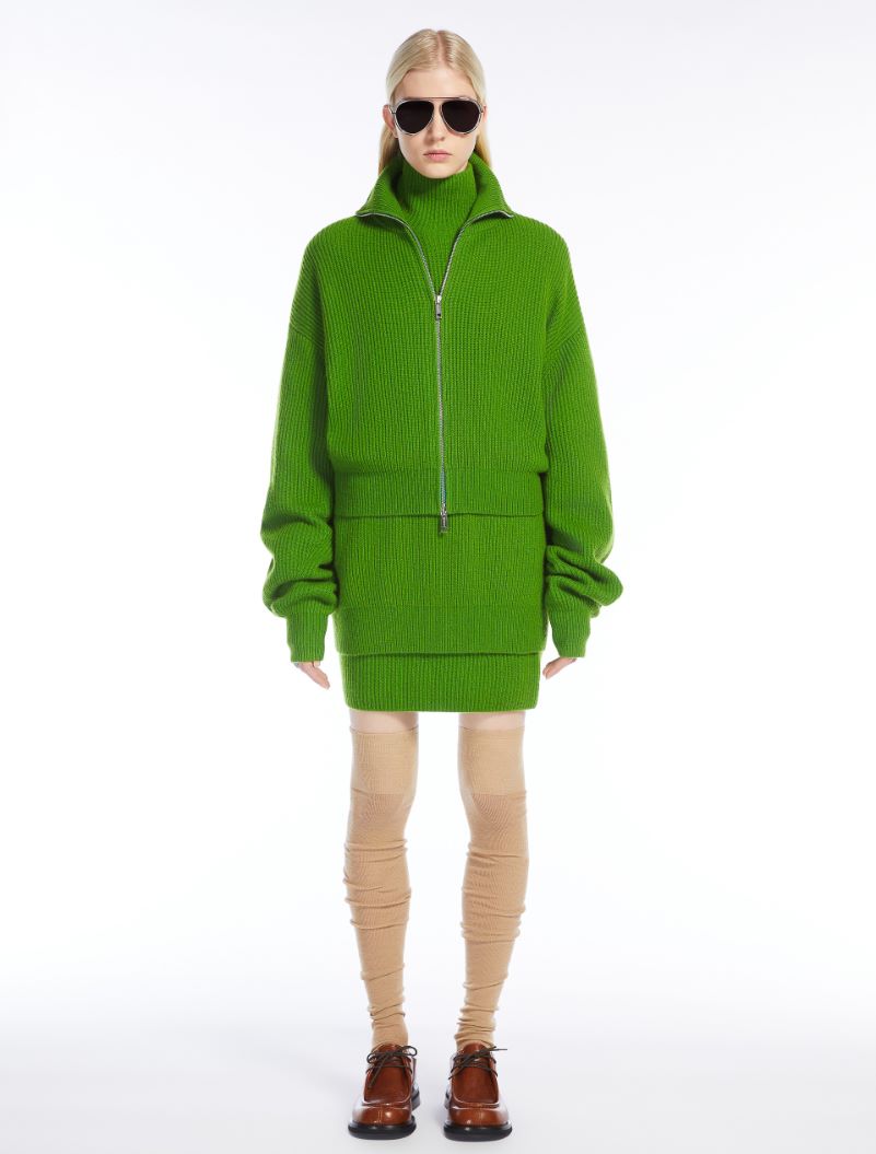 Rib-knit mini skirt - GREEN - Sportmax