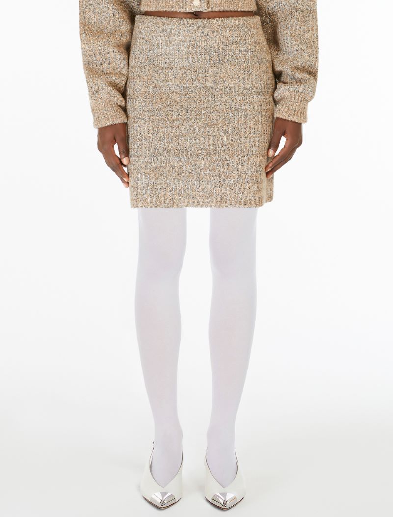 Mini skirt in knit fabric with rubber-coated yarn - CAMEL - Sportmax