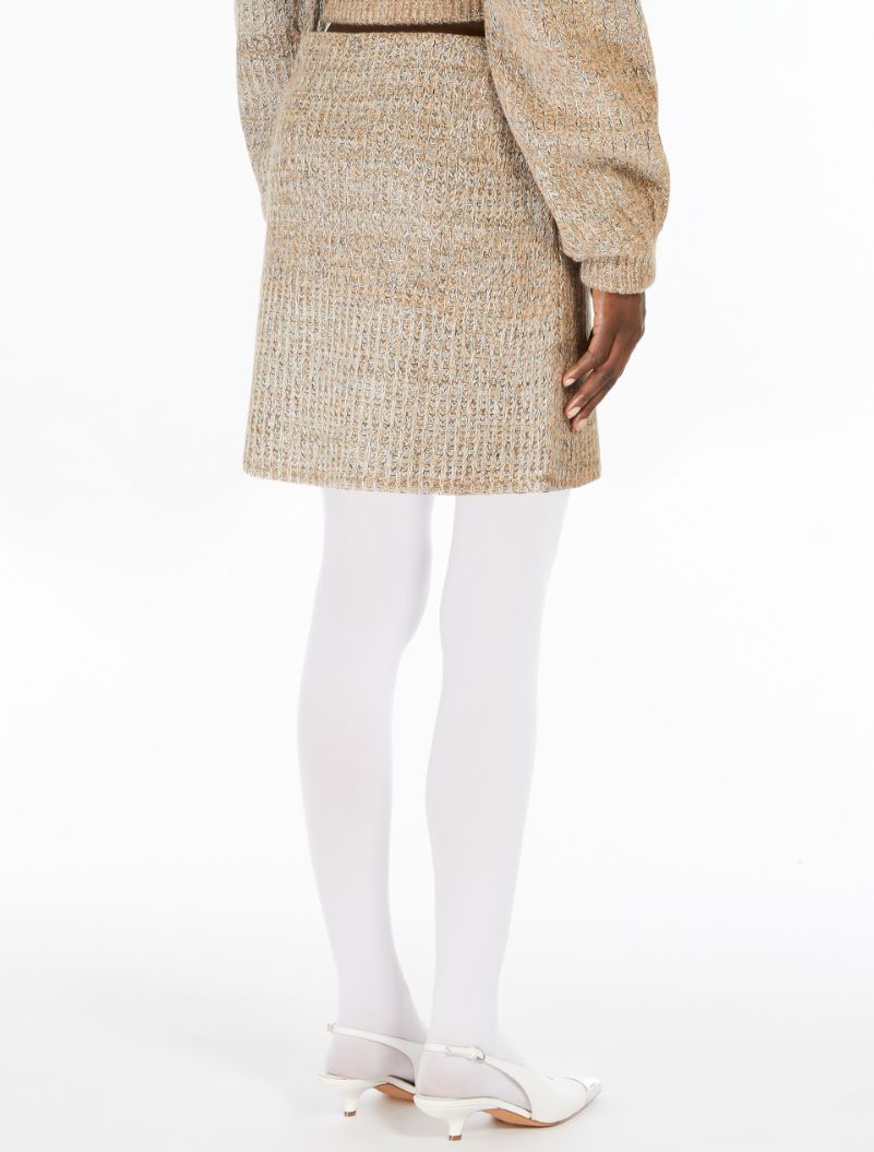 Mini skirt in knit fabric with rubber-coated yarn - CAMEL - Sportmax