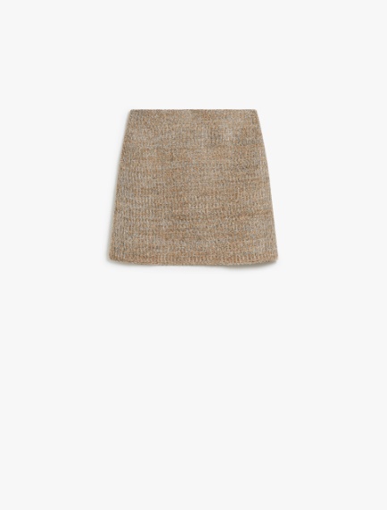 Mini skirt in knit fabric with rubber-coated yarn - CAMEL - Sportmax