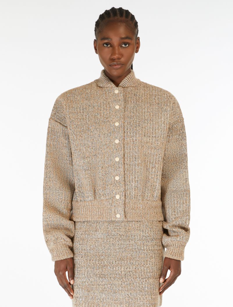 Rubberised wool-knit bomber jacket - CAMEL - Sportmax