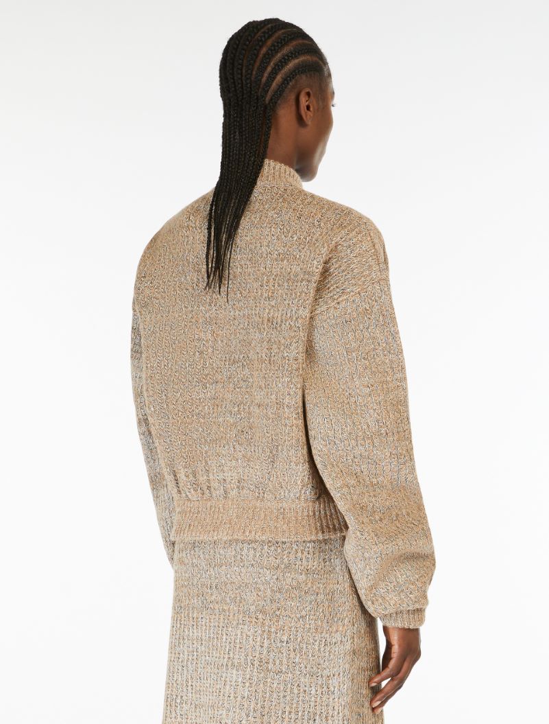 Rubberised wool-knit bomber jacket - CAMEL - Sportmax