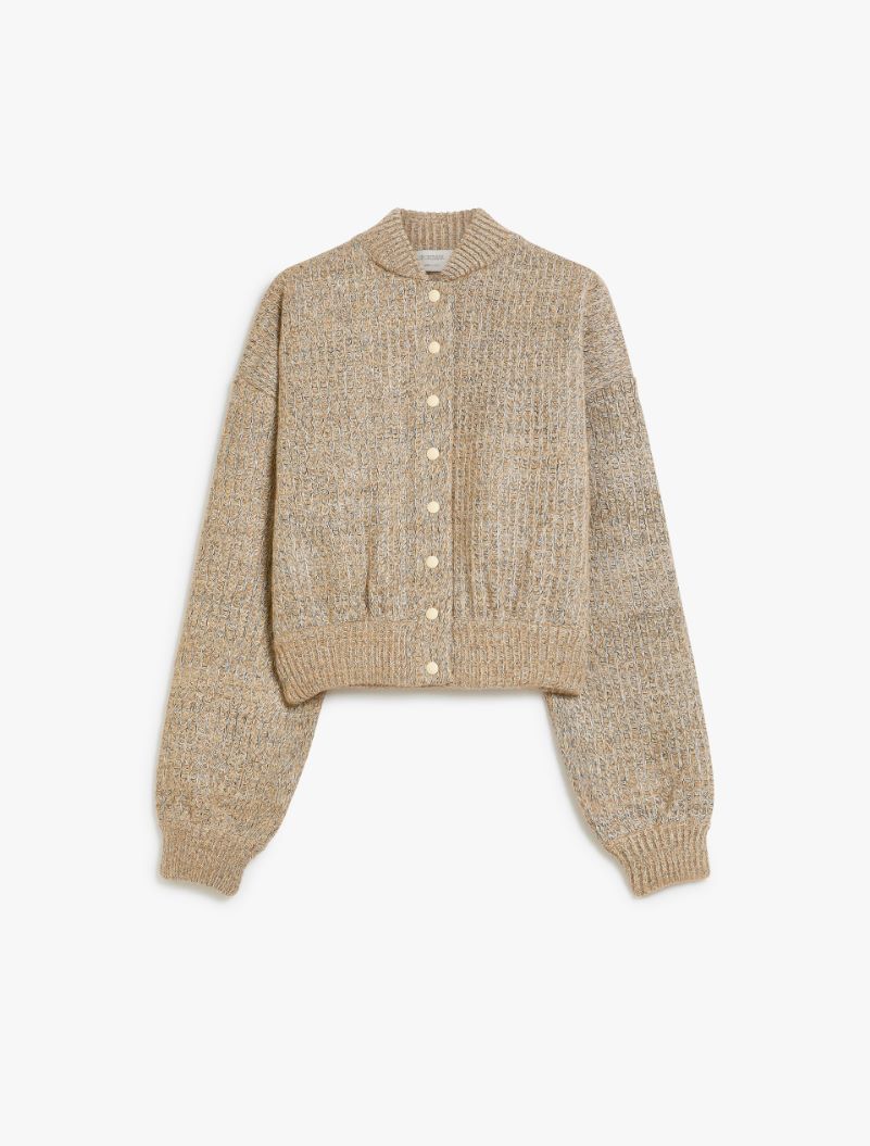 Rubberised wool-knit bomber jacket - CAMEL - Sportmax