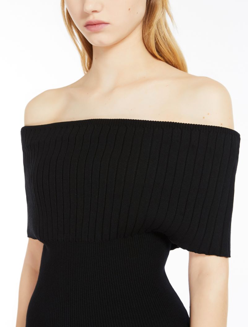 Off-the-shoulder knit dress - BLACK - Sportmax