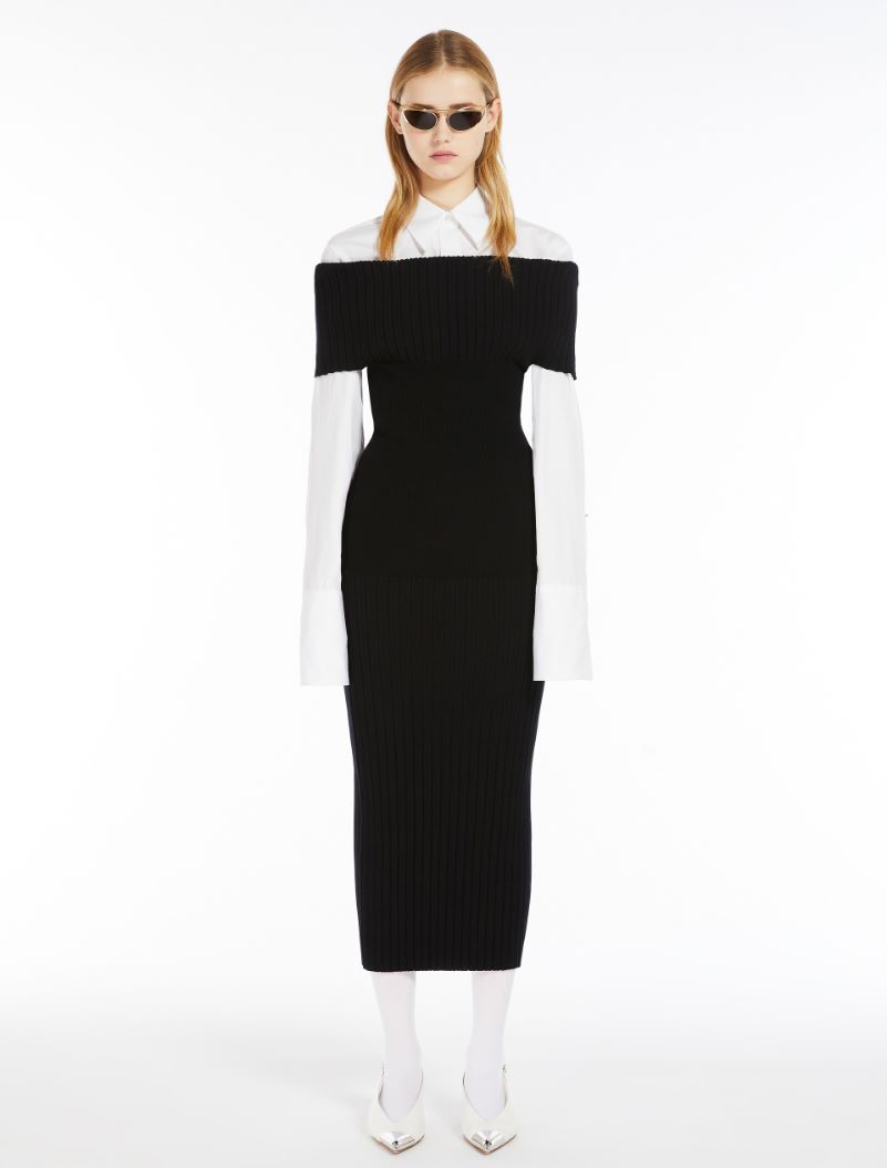 Off-the-shoulder knit dress - BLACK - Sportmax