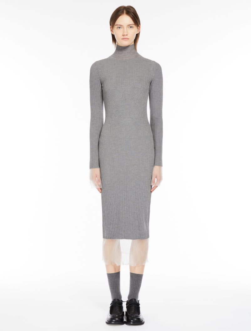 Mock polo-neck knit dress - MEDIUM GREY - Sportmax