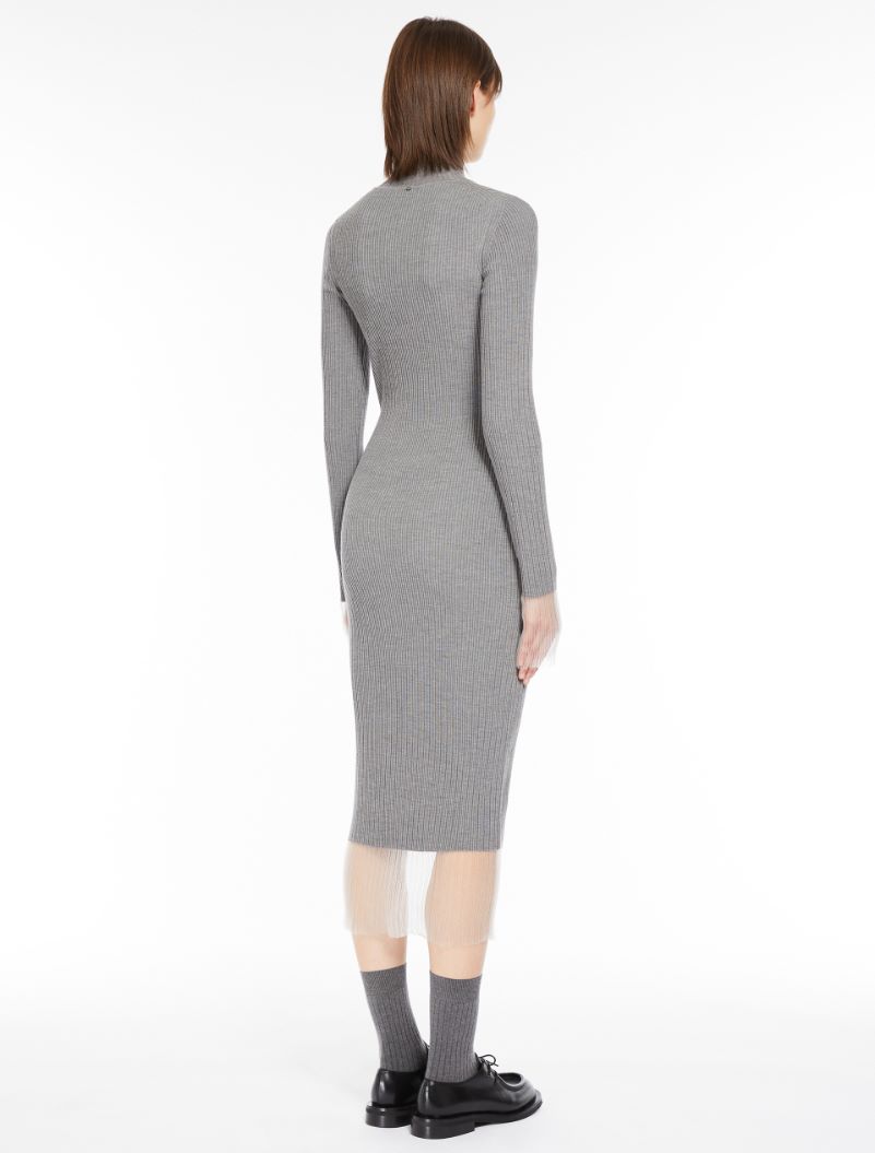 Mock polo-neck knit dress - MEDIUM GREY - Sportmax